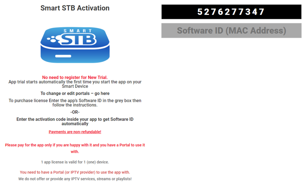 How to get app license Smart STB